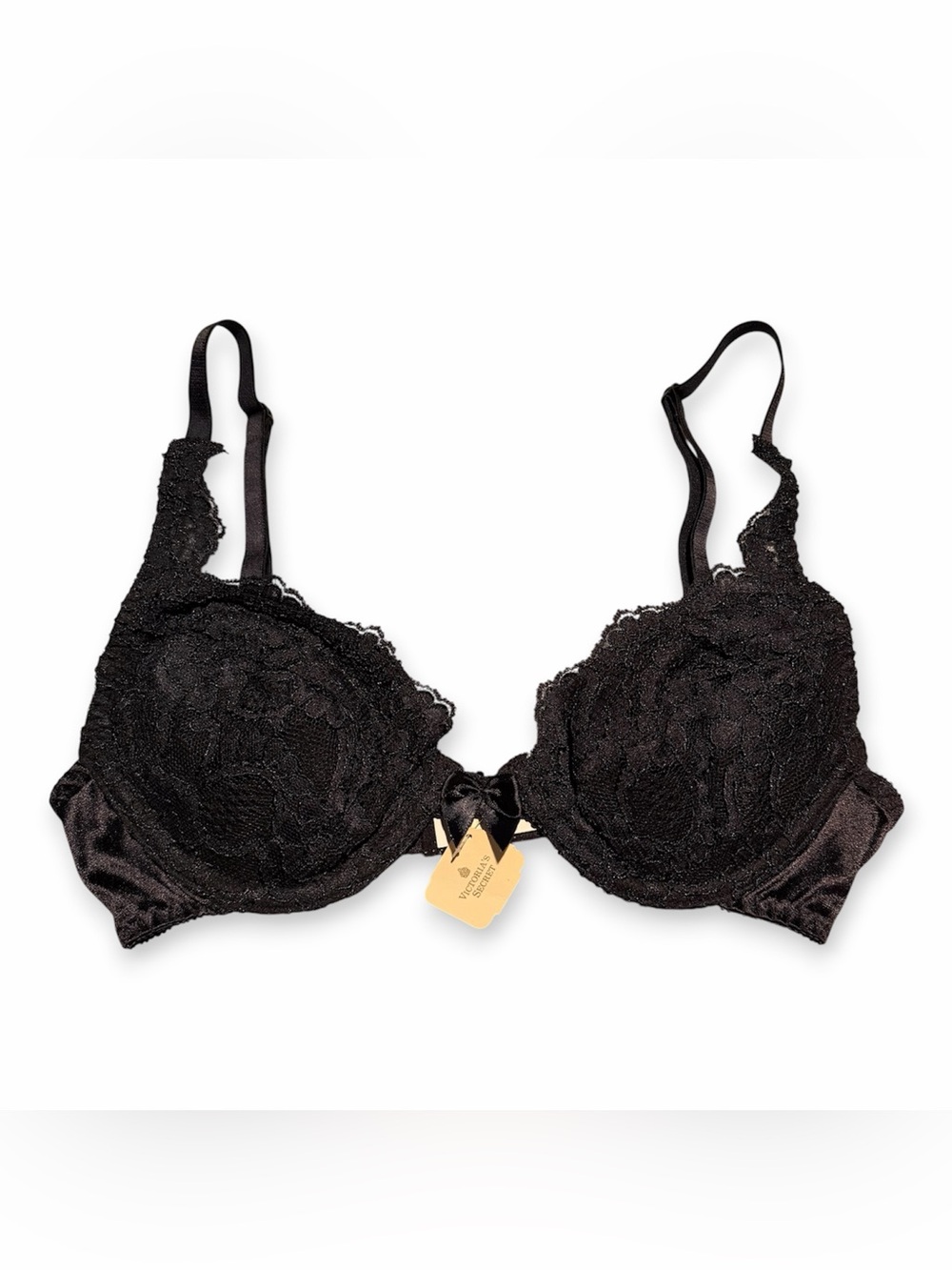NWT Vintage Victoria’s Secret Gold Label Black Lace Underwire Bra Sz 34B
